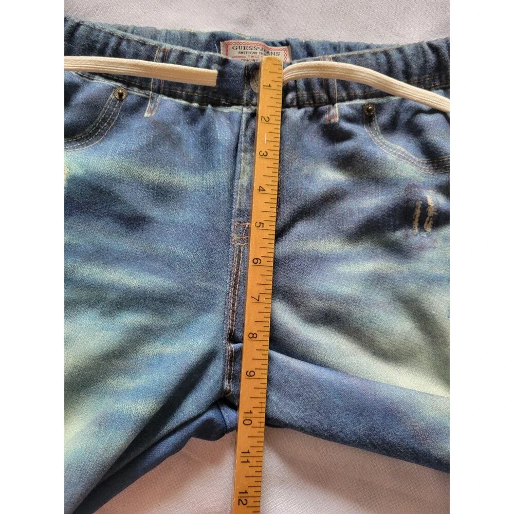 Guess Vintage Women's Lounge Jeans Fleece Jogger Pants SZ L Blue & Pockets